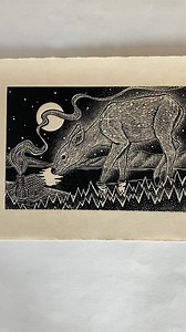 Creating a magical deer linocut. ⚔️😎 Legend has it, a giant star-kissed fawn meanders these forests. A gentle soul who loves to investigate the dwellings of its human friends. This print, ‘Ghost on the Shore’, is now available in my shop for anyone who loves the idea of a massive, glowing fawn as a buddy! 💫💛 www.jasonlimberg.com As always, I hope you enjoy seeing how I create my work. It makes me incredibly happy to be able to share this process that I love so much with others. Have a magical