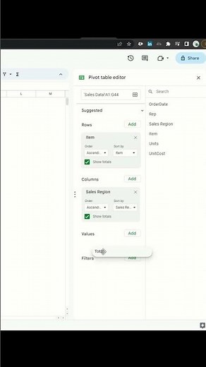 Sheets 101: Pivot Table