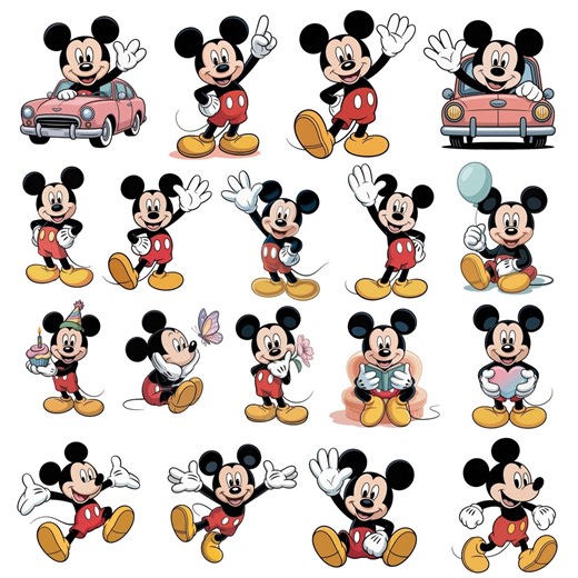Mickey Mouse PNG Bundle, 25 Clipart Files, Cartoon Mouse PNG, Sublimation Cricut Design - Etsy