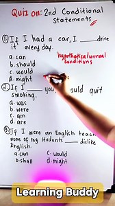 22K views · 236 reactions | Quiz on: Type 2 Conditional Statements (Second Conditional) #quiz #on #type2 #conditional #Statements #subjunctivemood #learningbuddy #English #tips #technique | Learning Buddy | Facebook