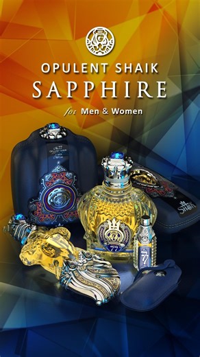 Designer Shaik Inc. on Instagram: "Opulent Shaik Sapphire for Men No. 77 - For the Prince in you ….. This exceptional fragrance is crafted with utmost care and attention to detail. It embodies the essence of a regal celebration with a delicious "woody chypre" aroma infused with spicy, aromatic and citrusy notes. The fragrance captures the romantic and uninhibited personality of the Shaik, showcasing the finest qualities a Prince can possess. Opulent Shaik Sapphire for Women No. 33 - From the Pri