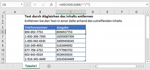 Spezifischen Text aus einer Zelle entfernen - Excel & G-Sheets