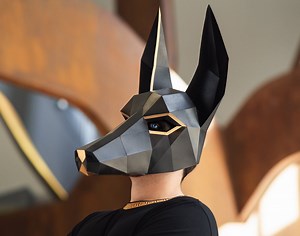 Anubis Mask / Jackal Mask | DIY Paper Mask, Printable Template, Papercraft, 3D Mask, Polygon, Low Poly, Geometric, Costume, Pattern, PDF - Etsy
