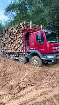 Pulling logs on mountain roads requires extreme caution at every step #short #car