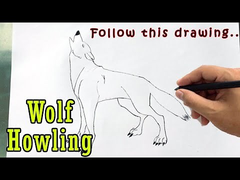 Wolf Howling Drawing Easy | How to Draw a Wolf Howling At The Moon Step by Step