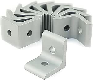 8020, 4302, 15 Series Aluminum 2 Hole Inside Corner Bracket 90 Degree Angle Bracket for 80/20 T Slot Extruded Aluminum Extrusion (10, Clear Anodize)