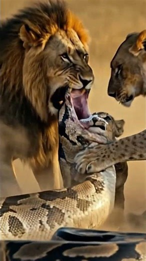 🔥 Lion Cubs Rescued From Inside Giant Python | Epic 8K Cinematic Wildlife #shorts #ytshorts