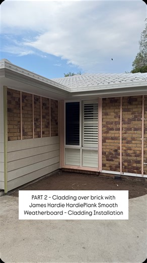 Renée | renovations + organisation + cleaning on Instagram: "PART 2 - Cladding over brick with James Hardie HardiePlank Smooth Weatherboard - Cladding Installation Comment CLADDING and I’ll DM you the full list of materials with links to exactly what we used and step by step instructions. Materials (for cladding only, see part 1 for framing and battens): 1. Cladding - James Hardie HardiePlank Smooth Weatherboard - 4200 x 230 x 7.5 2. Cladding Nails/Clouts - Paslode 25 x 2.8mm 500g Galvanised Cl