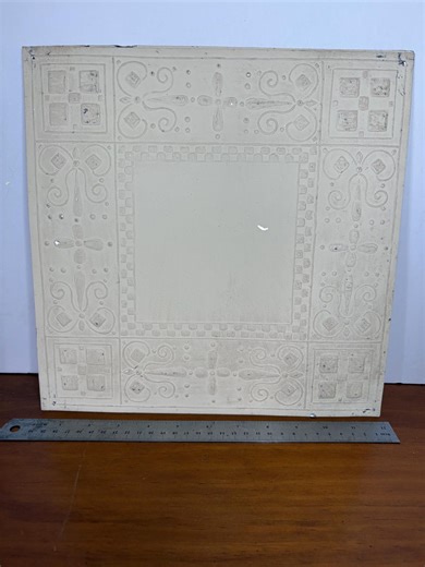 Pressed Tin Ceiling Tile, Antique Architectural Salvage, Metal Decor Tile, Checkerboard