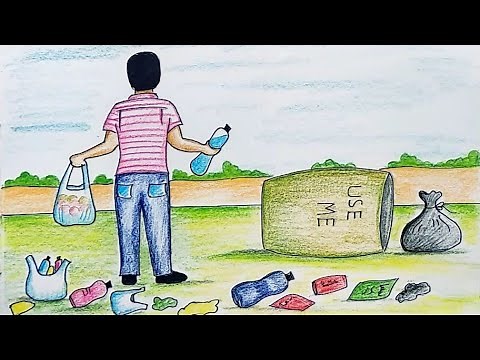 Stop Plastic Pollution Drawing Easy | Step by step Drawing Of Environment Day