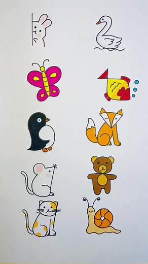 Drawing Animals from Numbers 1 to 10 Tutorial for Kids