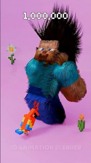 Minecraft Steve Hair Particles 🗿 Part 6 Simulation 3D #minecraft #3danimation #3dart