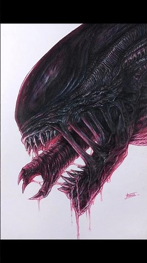Draw Xenomorph (Alien Romulus)🩸#alienromulus #alien #xenomorph #drawing #artwork #shorts