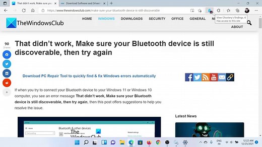 Make sure your Bluetooth device is still discoverable, then try again