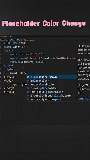 Placeholder Color Change | Html Css | #htmlcss
