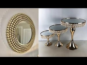 Cake Stand Making At Home | Mirror Decor Ideas With Pearls | ‪@ZardosiTutorial‬