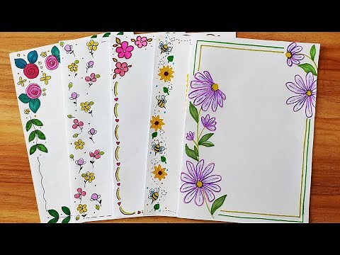 Easy & Cute Flower Border Design ideas 4 Notebooks / Science Project / Front & Cover Page Assignment