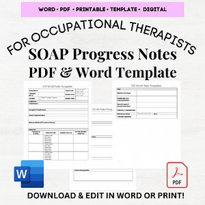 OT SOAP Note Template, Occupational Therapy Notes, OT Therapy Progress Note