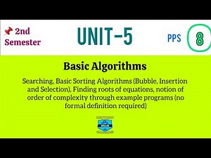 Basic Algorithms | PPS | Lecture - 8