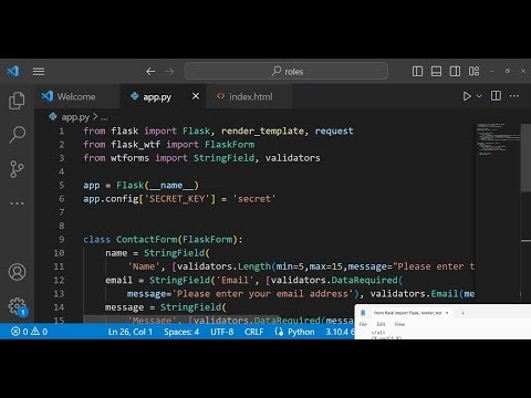 Python 3 Flask-WTF Example to Implement Form Validation and Show Custom Error Messages in Browser