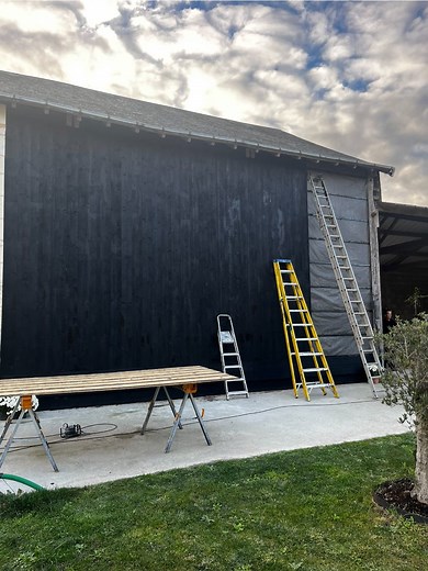 The barn is getting a fresh face! 🤩 Tomorrow, we finish installing the new cladding on the front of the renovation! Almost there! #BarnRenovation #Cladding #HomeImprovement #Progress #diy | La Galiserie