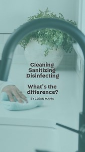Cleaning vs. Sanitizing vs. Disinfecting - What’s the Difference? ✨CLEAN: Removing dirt, stains and grime. Similar to how using soap and water and washing hands removes germs and washing them down the drain, spraying a surface with a cleaner and wiping it clean is cleaning it. ✨SANITIZE: Kills bacteria on surfaces. ✨DISINFECT: Kills bacteria and viruses on surfaces. Let’s use cleaning a kitchen sink as an example – when you scrub the sink with dish soap and a sponge or scrub brush, you are CLEAN