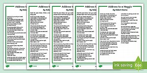 Address to a Haggis Robert Burns Poetry Translation Activity