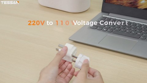 220V to 110V Voltage Converter, TESSAN Universal Travel Adapter with 4 USB Charger (1 USB C), 3 AC Sockets and EU/UK/AU/IT Plug Power Adaptor, Step Down Transformer Outlet Converters for International