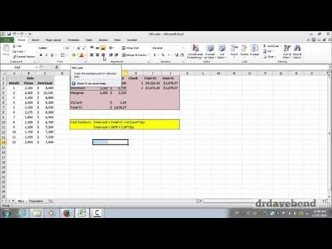 Calculating cost functions using Microsoft Excel