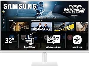 Samsung 32” Smart Monitor M7 (M70F) 4K UHD Display, Samsung Vision AI, Smart TV Apps, Gaming Hub, USB-C, HDMI and USB-A, White, LS32FM703UNXZA, 2025