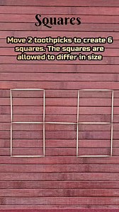 207K views · 566 reactions | Make 6 squares by moving 2 toothpicks only. #trending #puzzle #toothpick | Everyday Discoveries | Facebook