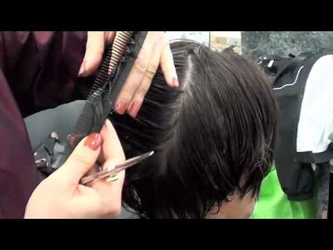 .HAIRCUTTING; Layer haircut with scissors
