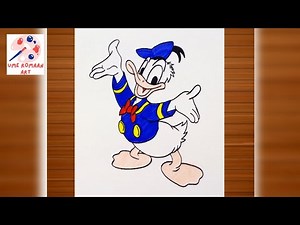 🎨 How to Draw Donald Duck | Easy Cartoon Drawing Tutorial for Kids | Ume Romaan Art