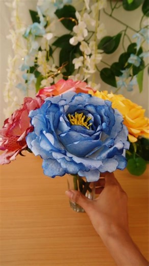 How to Make Aesthetic Rose with Tissue Paper/DIY Flower Making Ideas with Napkin/Short/Viral/Trend