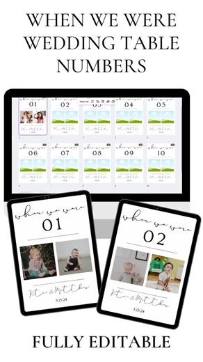 Wedding Table Numbers Cards When We Were Table Numbers Wedding Photo Table Numbers Template Reception Table Numbers Wedding Digital Download - Etsy