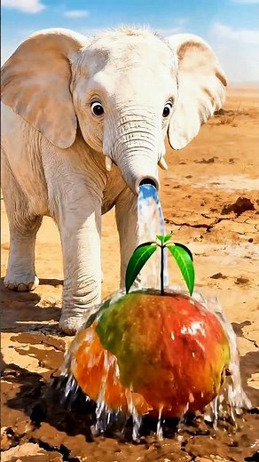 ছোট হাতির বাচ্চাটি আমে পানি দেয় এরপর একটি বড় আম গাছ হয়ে যায় 😭 #ai #facts #amazingfacts