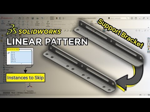 SOLIDWORKS Tutorial: Linear Pattern with Instances to Skip on a Support Bracket Design