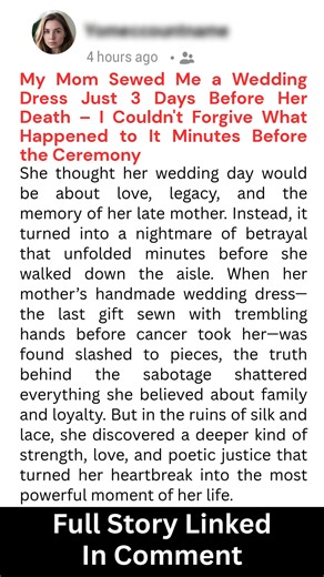 My Mom Sewed Me a Wedding Dress Just 3 Days Before Her Death – I Couldn’t Forgive What Happened to It Minutes Before the Ceremony!! | Dr. Phil Topfan