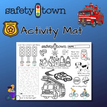 Safety Town Activity Mat | Safety Week Printable | Safety Rules for Kids