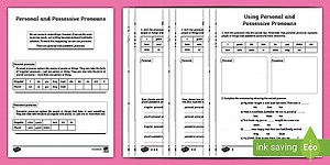 Using Personal and Possessive Pronouns Worksheets