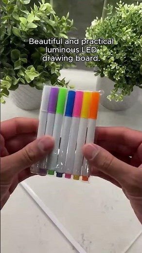 LED Acrylic Message Board with 7 Pens - Erasable Drawing & Light Up Board #fok