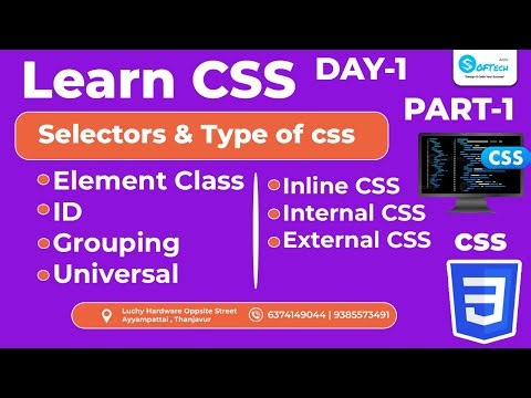 Day 1 - Introduction to CSS | ypes of CSS | Inline, Internal & External CS | CSS Selectors Explained