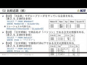 データベース 第5回: SQL (その1) 問い合わせ