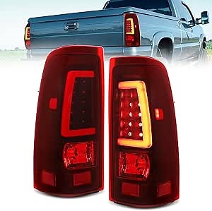 LED Tail Lights Assembly Fit For 2003-2006 Chevy Silverado 2003 2004 2005 2006 Chevy Silverado 03 04 05 06 Chevy Silverado Rear Brake Lamp (Black Housing Red Lens)