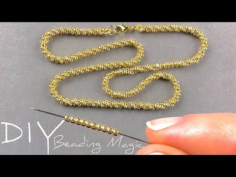 Easy Beaded Chain: Beaded Jewelry Making | Seed Bead Necklace Tutorial