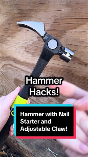 Here are two Hammer Hacks! First, use this hammer nail trick.. get a hammer with a magnetic nail starter so that when you start a nail you are in no danger of hitting your fingers with the hammer. Second, to hammer in tight spaces you need a hammer that has an adjustable claw. I got the one from the video from the TikTok Shop and you can check it out by tapping the cart below! #HammerHacks #NailStarter #HammerTime #DIYTips #HammerNailTrick
