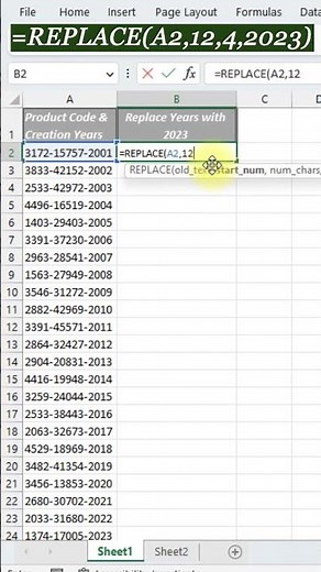 Replace Function in Excel ! Replace formula in Excel - #shorts