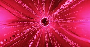 Science fiction animated background with molecular chains. Microscopic animation