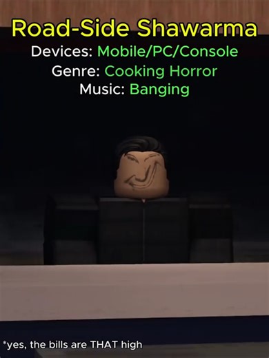 Game Name: Road-Side Shawarma (released October 7th) #roblox #horror