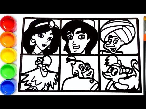 Drawing Aladdin Characters | Disney Princess | Princess Jasmine, Aladdin, Genie, Abu